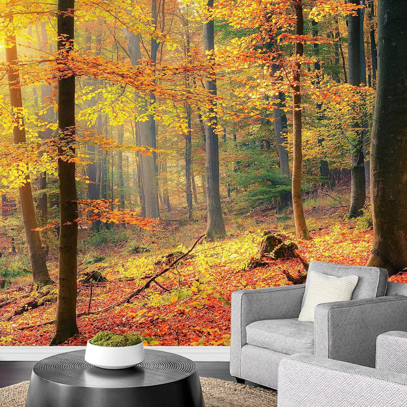 Murale forêt d'automne, L 66 po x l 96 po