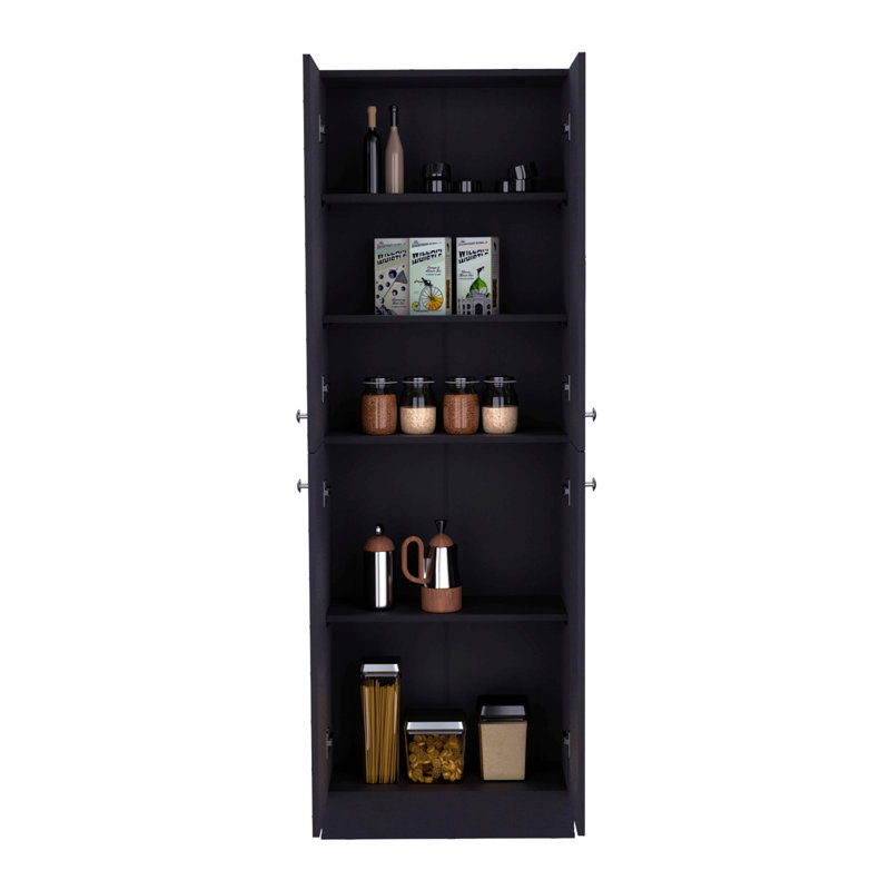Armoire de rangement pour garde-manger de cuisine d'une hauteur de 71 po, avec 4 portes, 5 tablettes réglables, armoire autoportante pour le salon de la salle à manger, buanderie