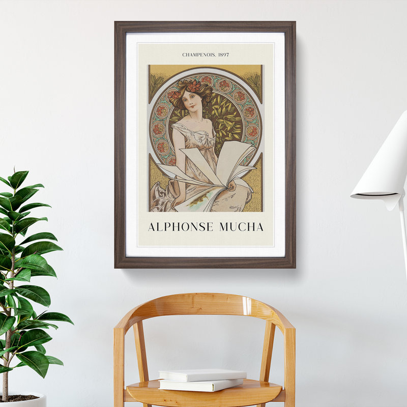 Chamenois Caldenar by Alphonse Mucha - Framed Print, Walnut, 48cm H x 36cm W x 2cm D
