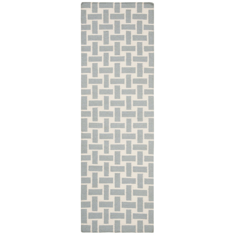 Mccall Hand Woven Flat Weave Wool Geometric Rug, Runner 2'6" x 8'