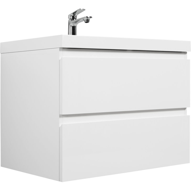 30" Floating Bathroom Vanity With Sink, Blanc