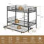 Single(3') Bunk Bed With Trundle Bed, Single Over Single Loft Bed Frame With Ladder And Safety Guardrail, Home Bedroom Dormitory Space-Saving Twin High Sleeper Beds