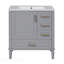 Meuble-lavabo de salle de bain avec lavabo en céramique, porte à fermeture en douceur avec tablette intégrée, tiroir profond, tiroir standard, grand tiroir diviseur, grande armoire de rangement-133416483