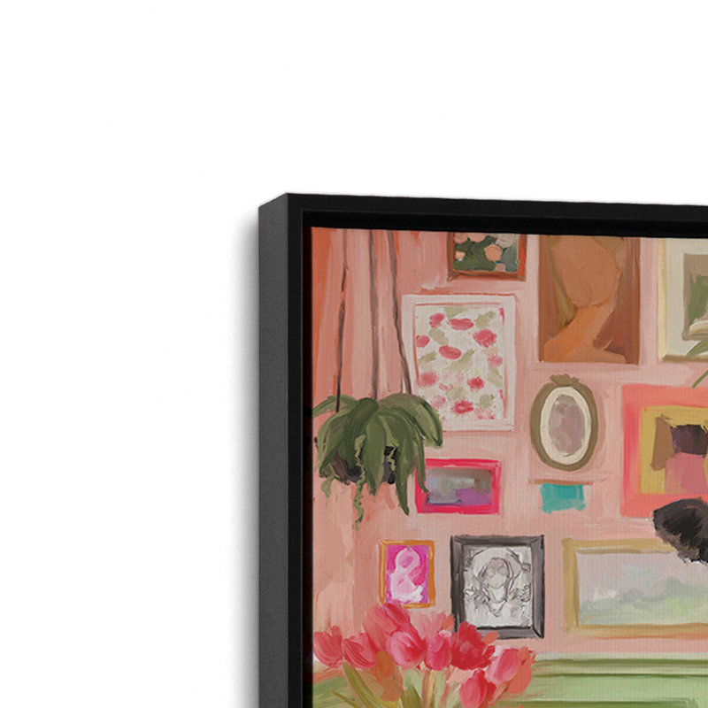«I Don't Want to Mooooove» par Kamdon Kreations, reproduction d'art, Framed Canvas, Black, 48 W x 36 H