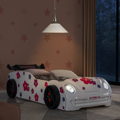 Fleura Race Car Design Twin Bed, White