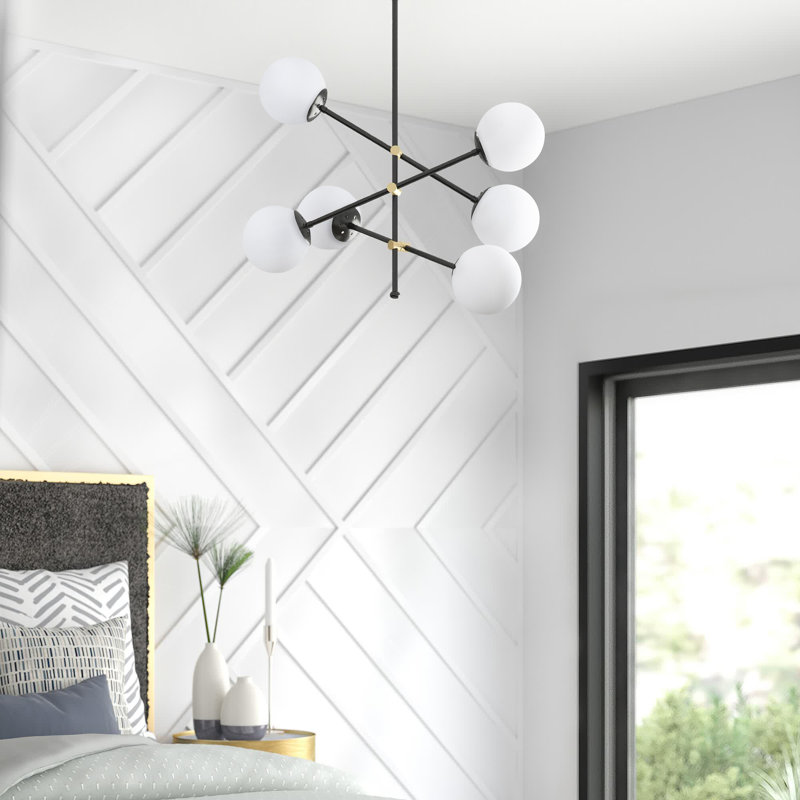 Fain 6 - Light Black Sphere Pendant, White