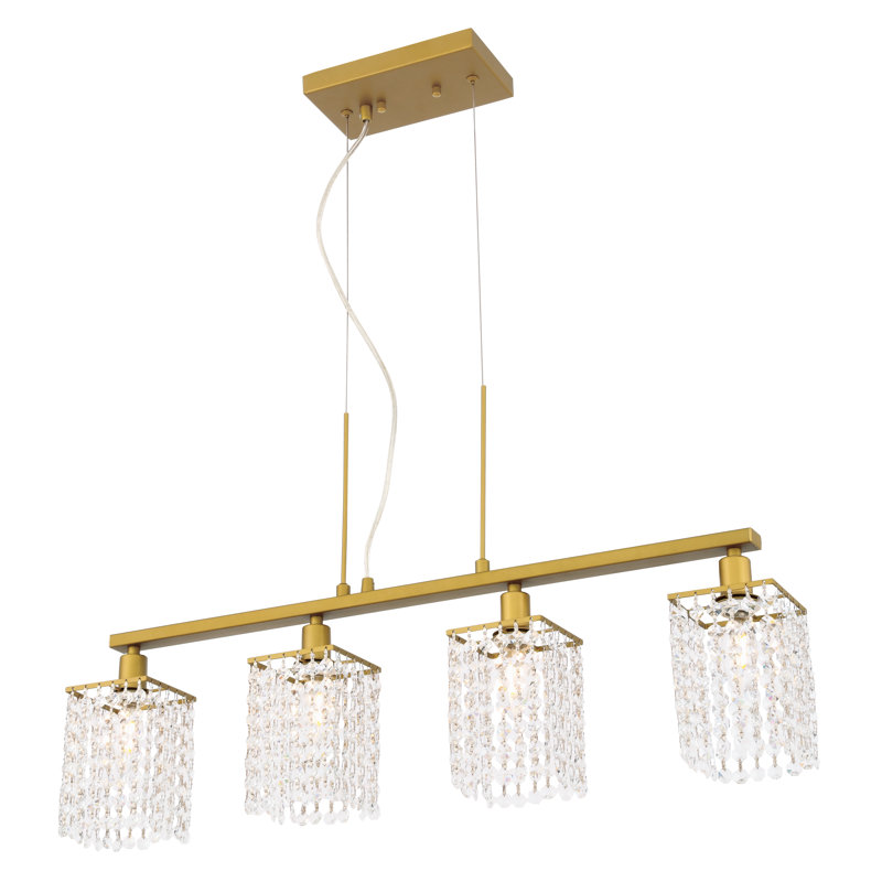 Luminaire suspendu linéaire pour îlot de cuisine 4 lumières Innocenzio, Laiton