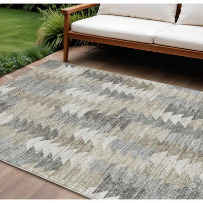 Tapis intérieur / extérieur lavable beige / brun clair 9 'x 12' taupe