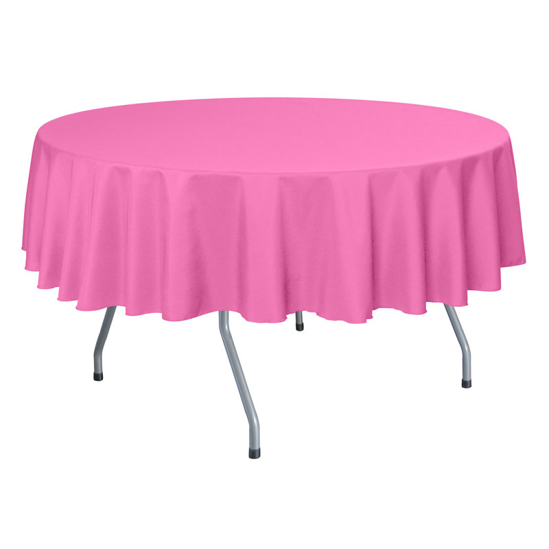 Ultimate Textile - Round Polyester Linen Tablecloth, 84" x 84", 1, Neon Pink