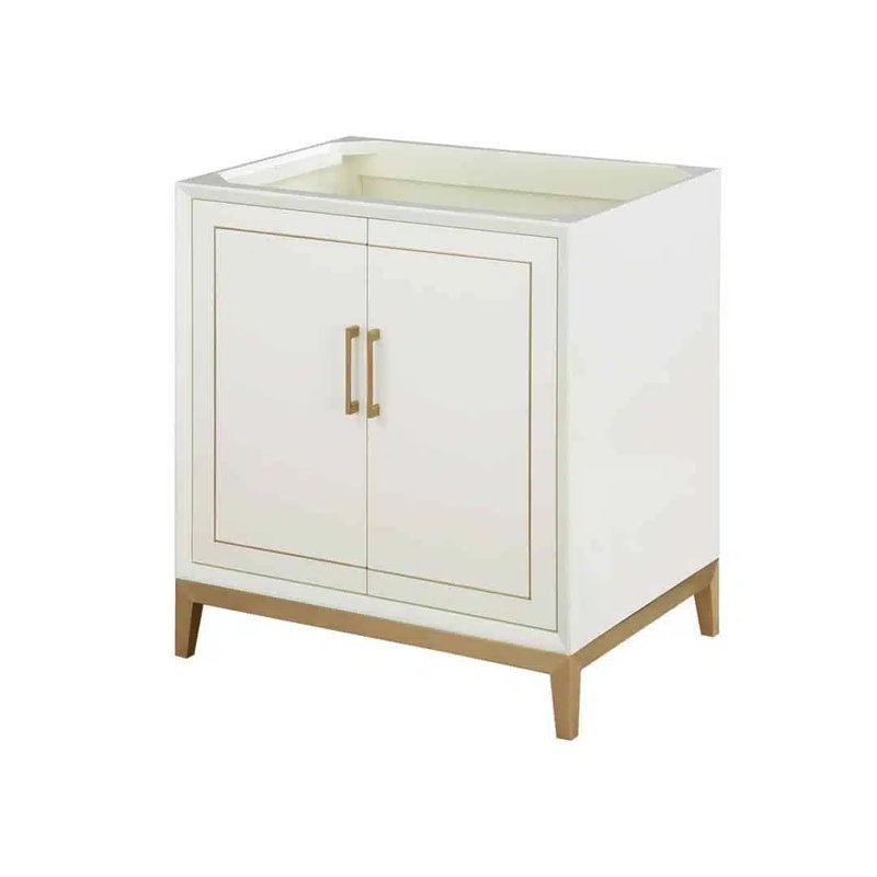 Gracie 30'' W Single Vanity, Satin White, Satin Brass, White Quartz