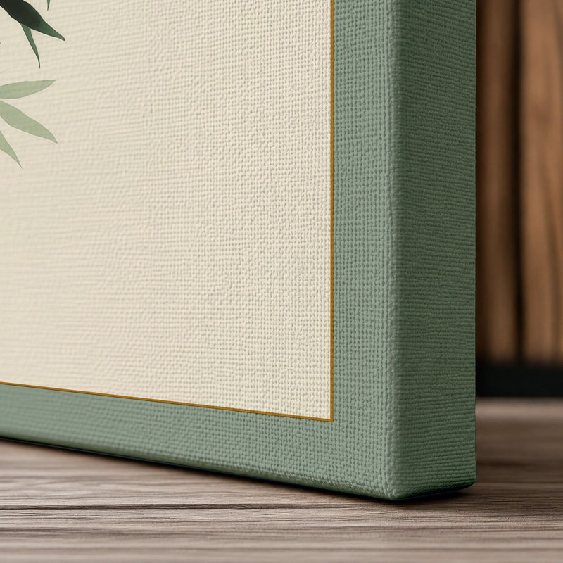 Bamboo Study Japandi - Wrapped Canvas, 24x16 - 61.0 x 40.6 cm, Sage Border