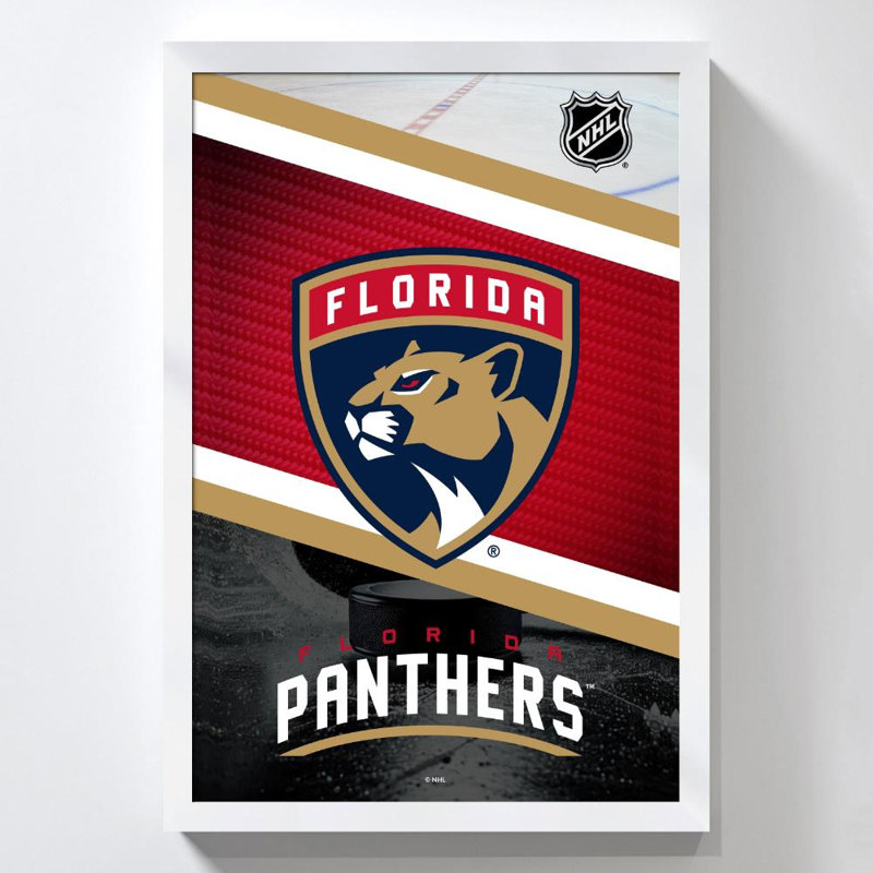 Décoration murale des Panthers de la Floride (LNH), H 36 po x l 24 po, Acrylique encadré, Blanc