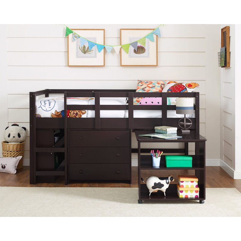 Dreem Kids Twin Loft Bed with Drawers, Espresso