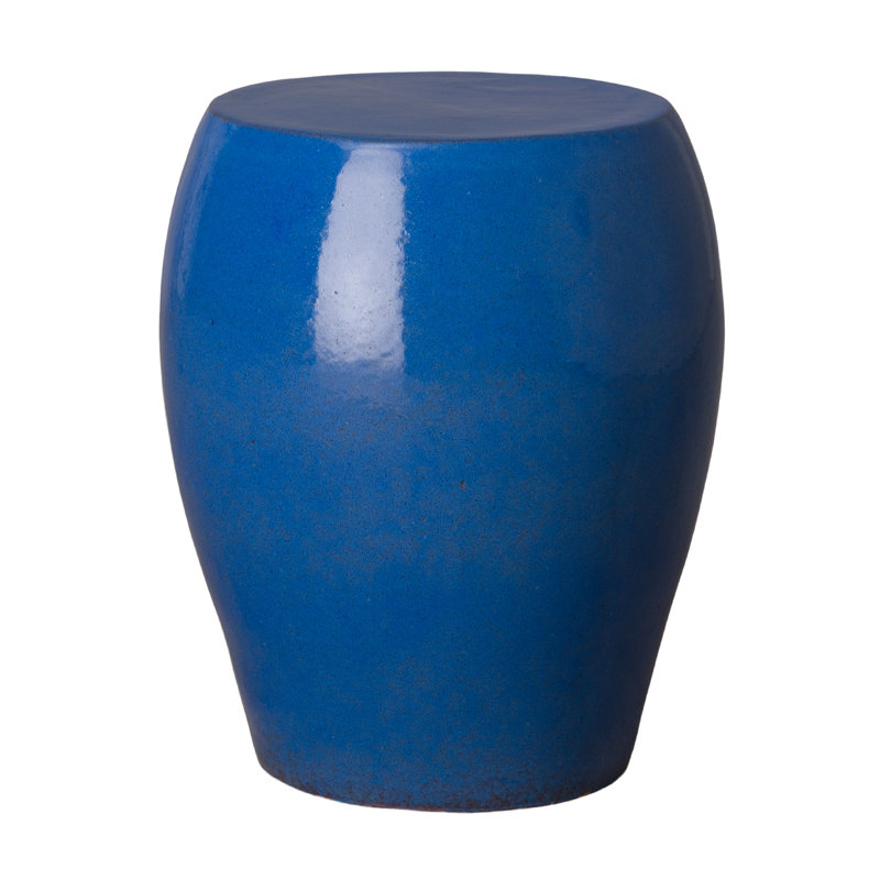 Tabouret de jardin en céramique Clesha, Bleu