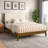 Lunaris Mid-Century Solid Wood Queen Platform Bed With Upholstered Headboard-1080637319