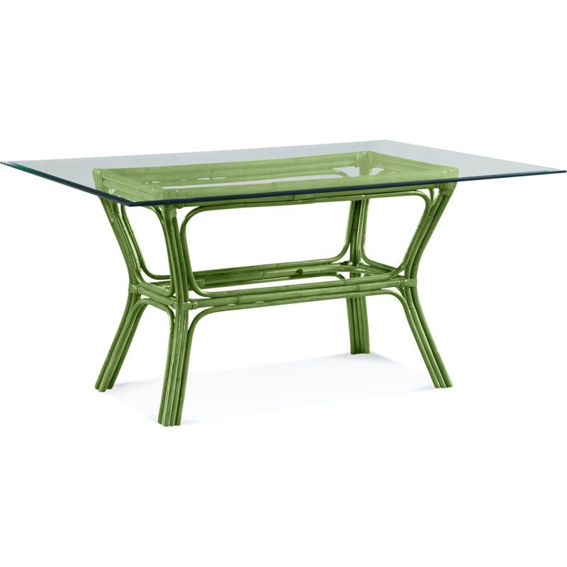 Trellis Glass Top Dining Table, 42" W x 60" L, Pumice