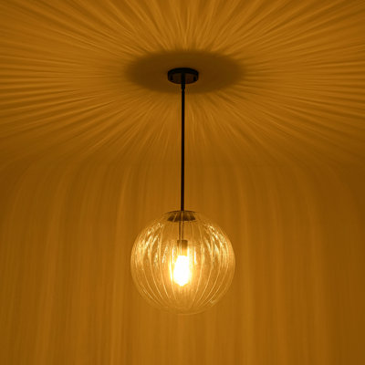 Luminaire suspendu sphérique en verre 1 lumière
