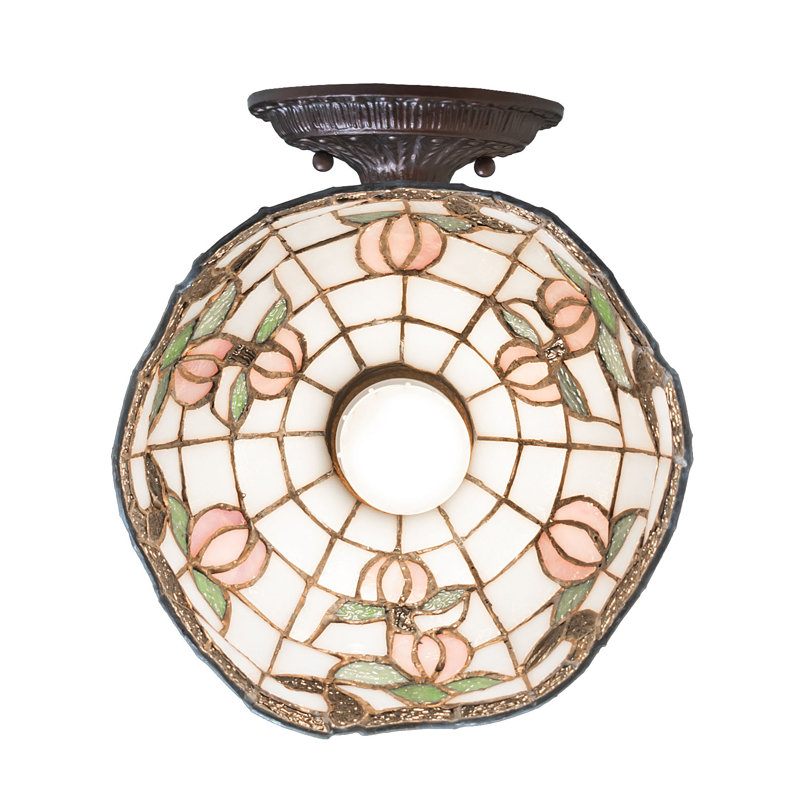 7" Wide Roseborder Wall Sconce, White/Pink/Green/Amber, 9.5" H x 8" W x 9.5" D