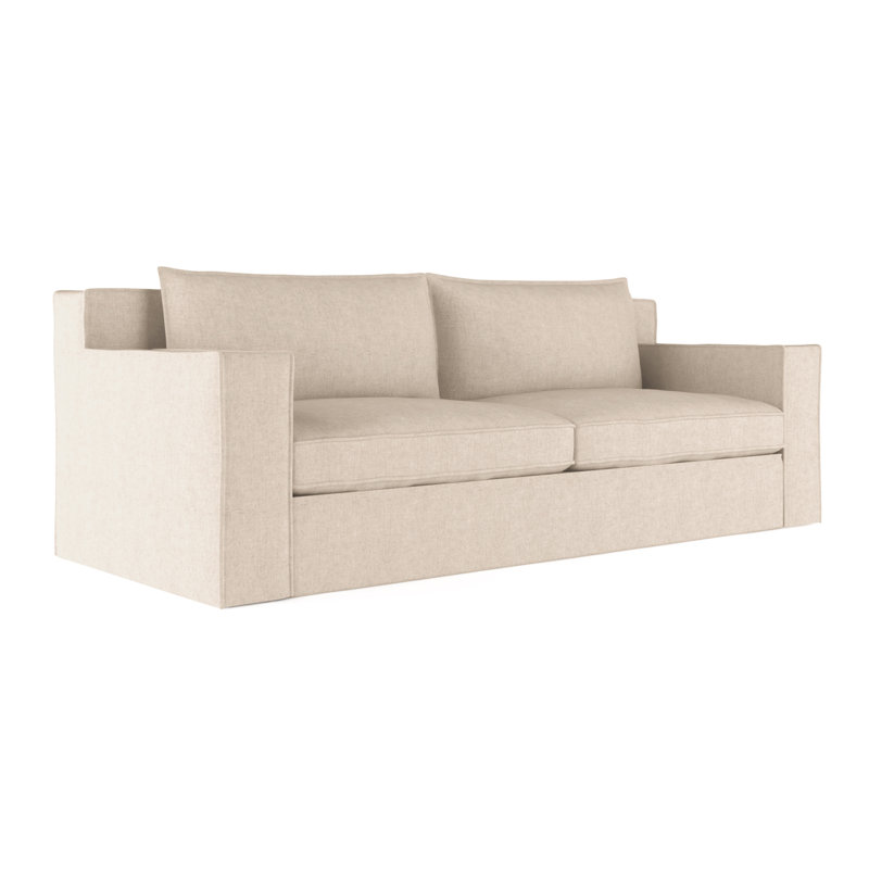 Mulberry Square Track-Arm Sofa with Flange Seam, Box Weave Linen Silver Streak, 33" H x 108" W x 45" D, Weathered