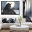 «Black Horse in Moonlight», reproduction de photo sur toile tendue encadrée-26691297