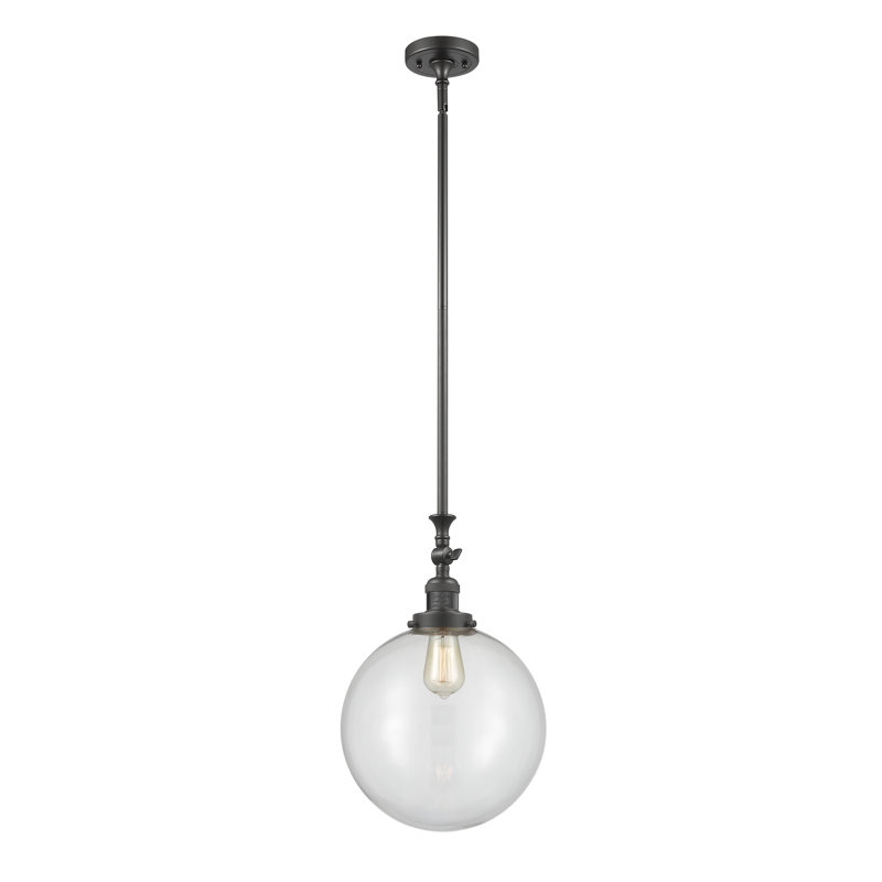 Luminaire suspendu sphère 1 lumière Clermont, Ampoule non incluse, Bronze huilé, Transparent