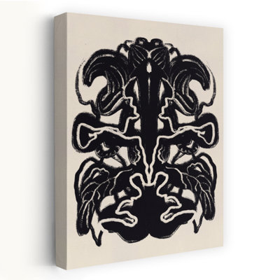 Symmetrical Inkblot Profiles Abstract Contemporary Minimalist Wall Art Print