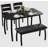 Dining Table Set for 4, Sturdy Wooden Kitchen Table with Chamfer Design and Metal legs, Upholstered Bench-1216015259