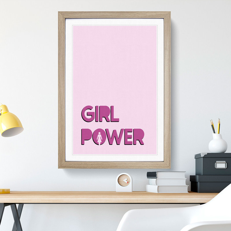Power - Picture Frame Typography, 36cm H x 27cm W x 2cm D, Oak Framed