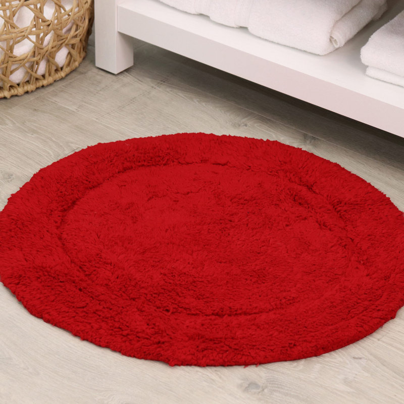 Tapis de salle de bain, Rouge, Rond 22 po