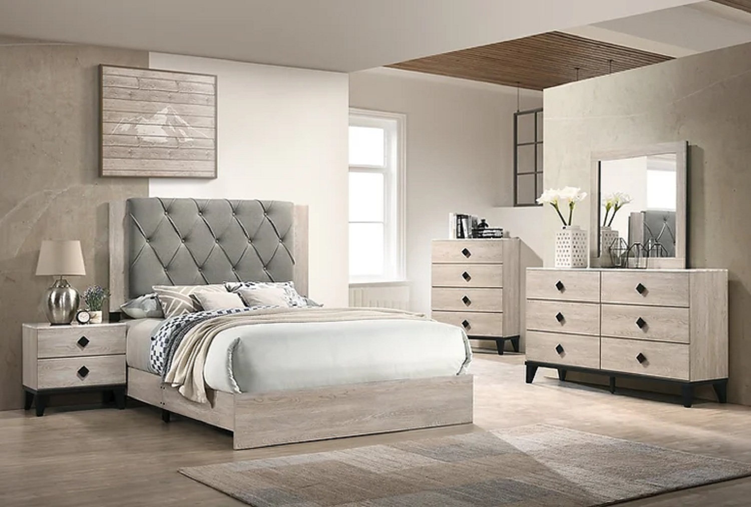 Red Barrel Studio?? Loches 5piece Queen Size Bedroom Set In Beige And