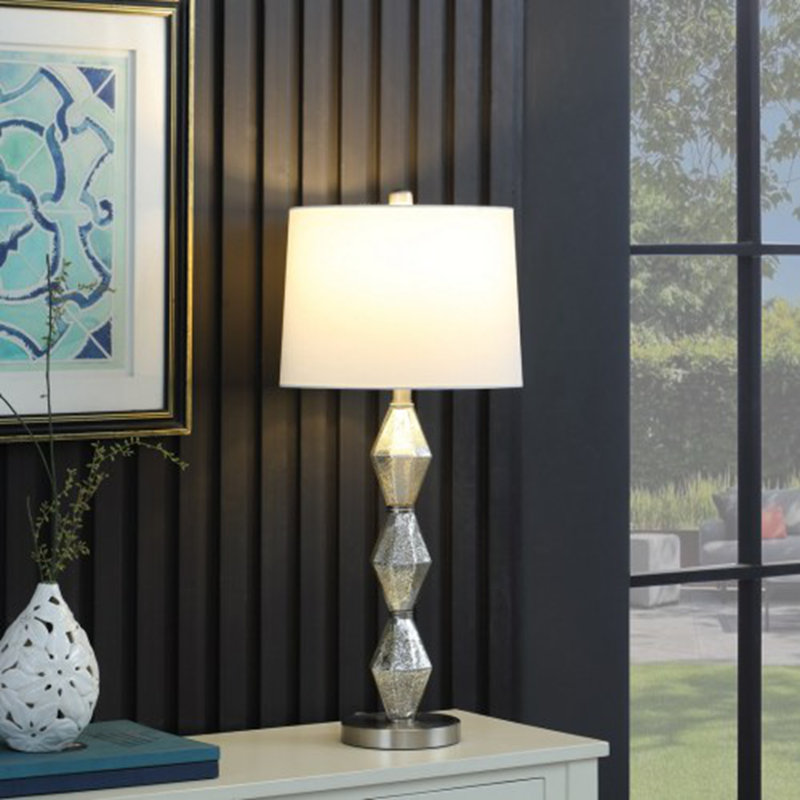 Lampe de table 29,5 "Moderne, Métal, Lin lin, Or brossé