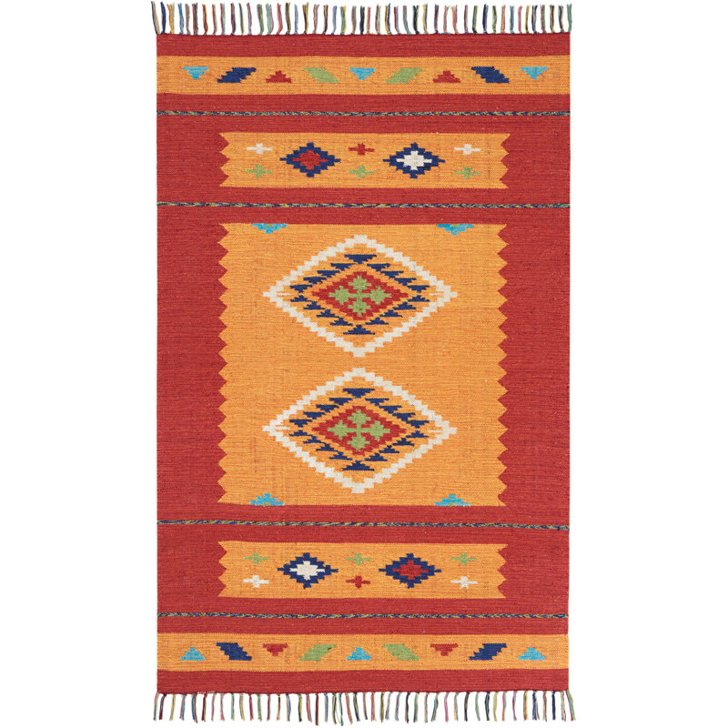 Tapis jaune bohémien Farrah, Rectangle 3 pi 6 po x 5 pi 6 po