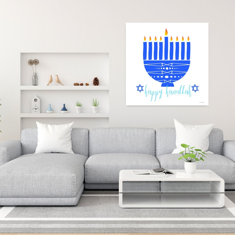Happy Hanukkah Menorah II, art contemporain abstrait, H 36 po x l 36 po