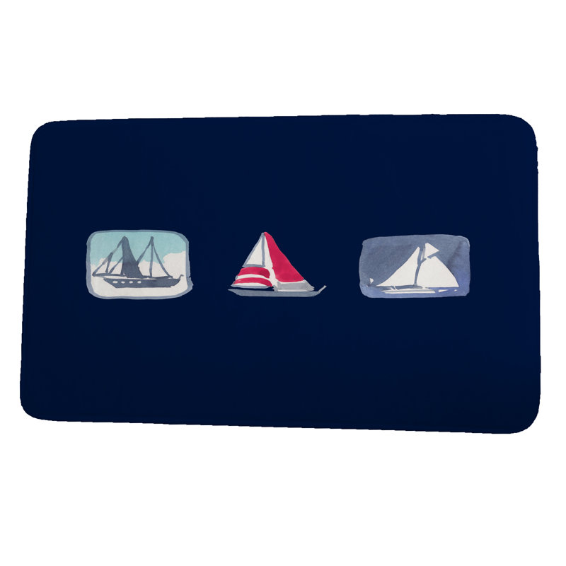 Isabel Non-Slip Bath Mat, 24" W x 17" L, Navy