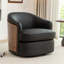 Faux Leather Swivel Barrel Chair-533347387