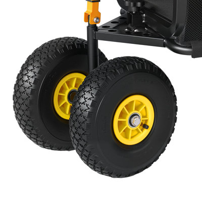 Beach Fishing Cart, 300 lbs Load Capacity, Foldable Fishing Cart with Heavy-Duty Carbon Steel Frame, 11-Inch All-Terrain Tires, 8 Rod Holders, Strap, Easy to Clean, for Outdoor Camping Picnic