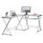 L-Shaped Tempered Glass Top Computer Desk with Pull Out Keyboard Panel