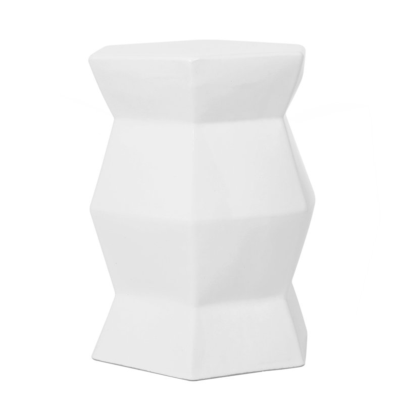 Tabouret de bar 13 po x 16,75 po en céramique émaillée - Table d'appoint intérieure / extérieure - Tabouret de jardin décoratif