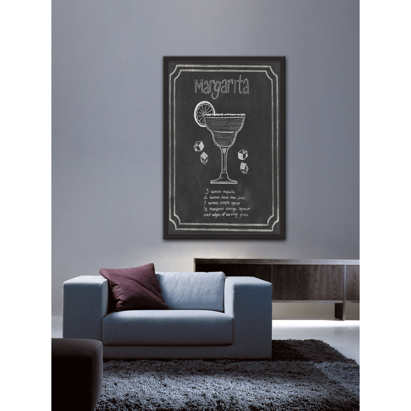 « tableau noir cocktails iv », reproduction d’impression encadrée, H 18 po x l 12 po x P 1,5 po