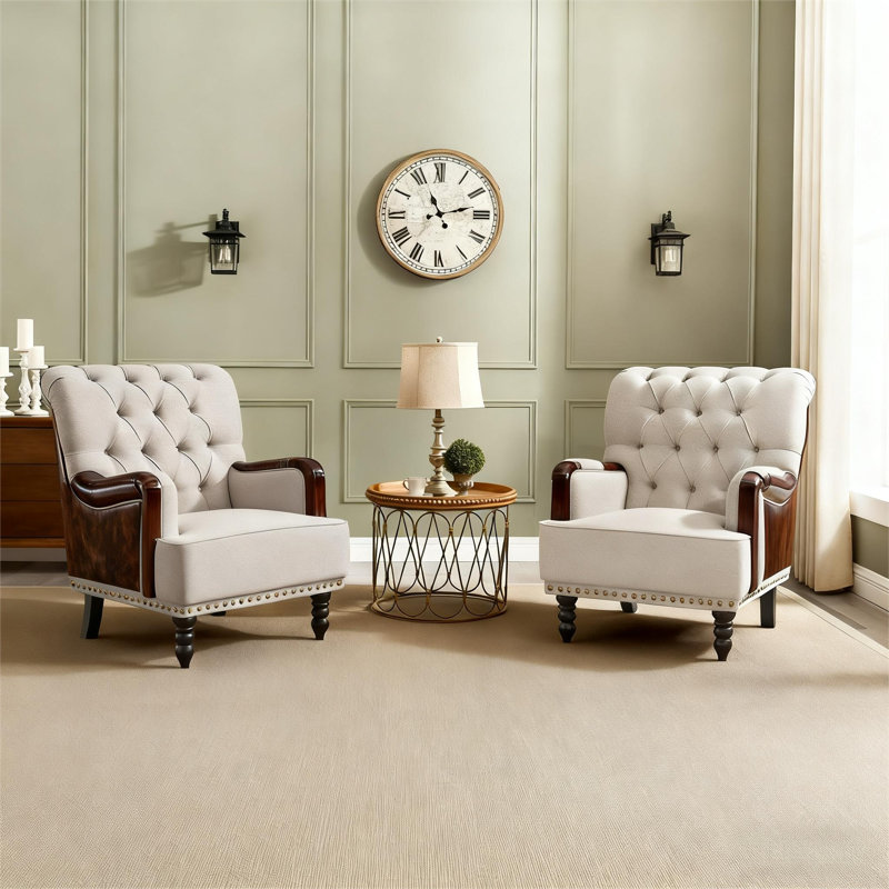 Set Of 2 Erithon 31.5" Wide Upholstered Wingback Accent Chair