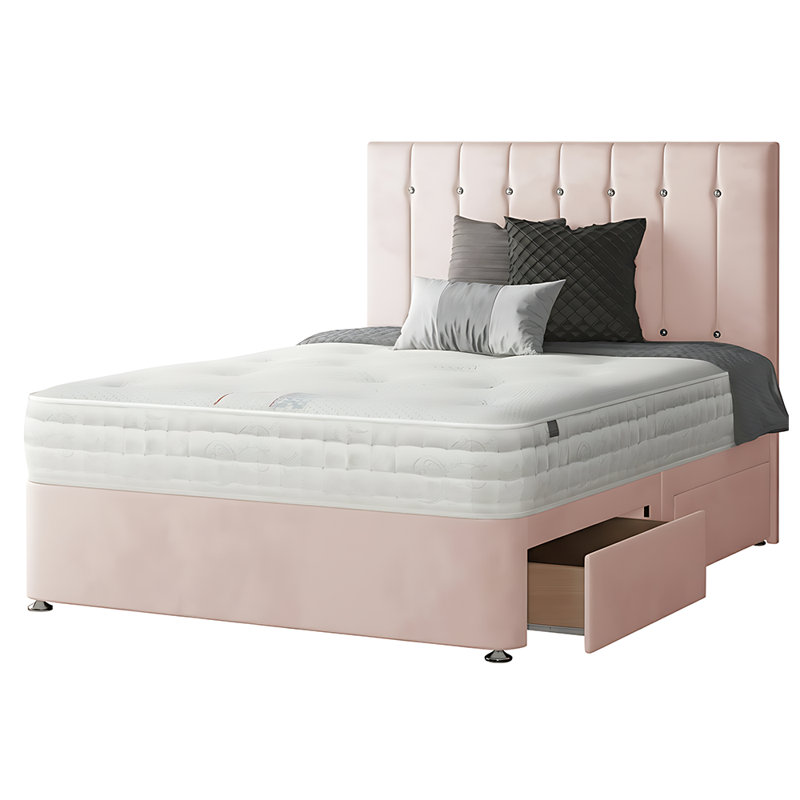 New Fairfield Divan Bed Base, Pink, Kingsize (5'), 4 Drawers