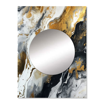 Gold Black Veins Of Color I - Abstract Unique Wall Mirror Decor, Gold Large Mirror, Printed Metal Art