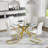 5 Piece Dining Set, Round Dining Table with Tempered Glass and 4 Upholstered Chairs-1400587672-1394481517-1394481512