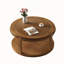Table basse ronde moderne avec double rangement, compartiment caché et pieds réglables pour une élégance au salon