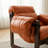 33.5" W Solid Wood & Oil Waxed Leather Mid-Century Accent Chair-1080790566