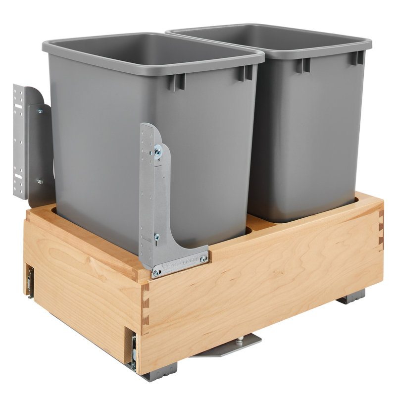 Rev-A-Shelf Double Pullout Trash Cans with Soft-Close and Soft-Open , 35 Qt