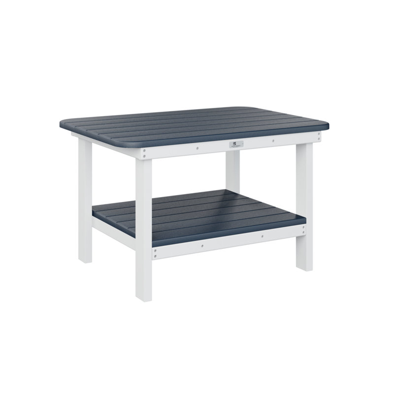  Table basse régulière avec plateau bleu marine et base blanche, Marine, H 18 po x l 29,5 po x P 21 po