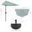 9-Ft Half Patio Umbrella Easy Crank Semicircle Balcony Shade with 20lb Weighted Base for Deck, Porch, or Against a Wall by Pure Garden (Dusty Green)-880063098