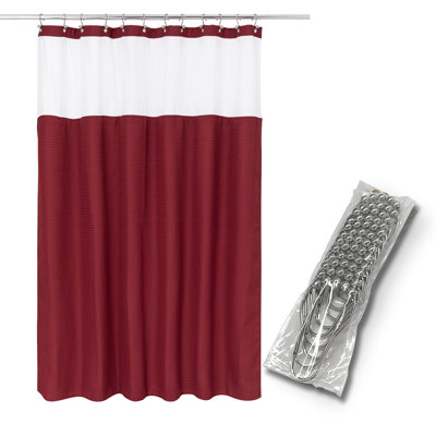 Rideau de douche Waffle Weave avec doublure à encliqueter, 12 crochets inclus