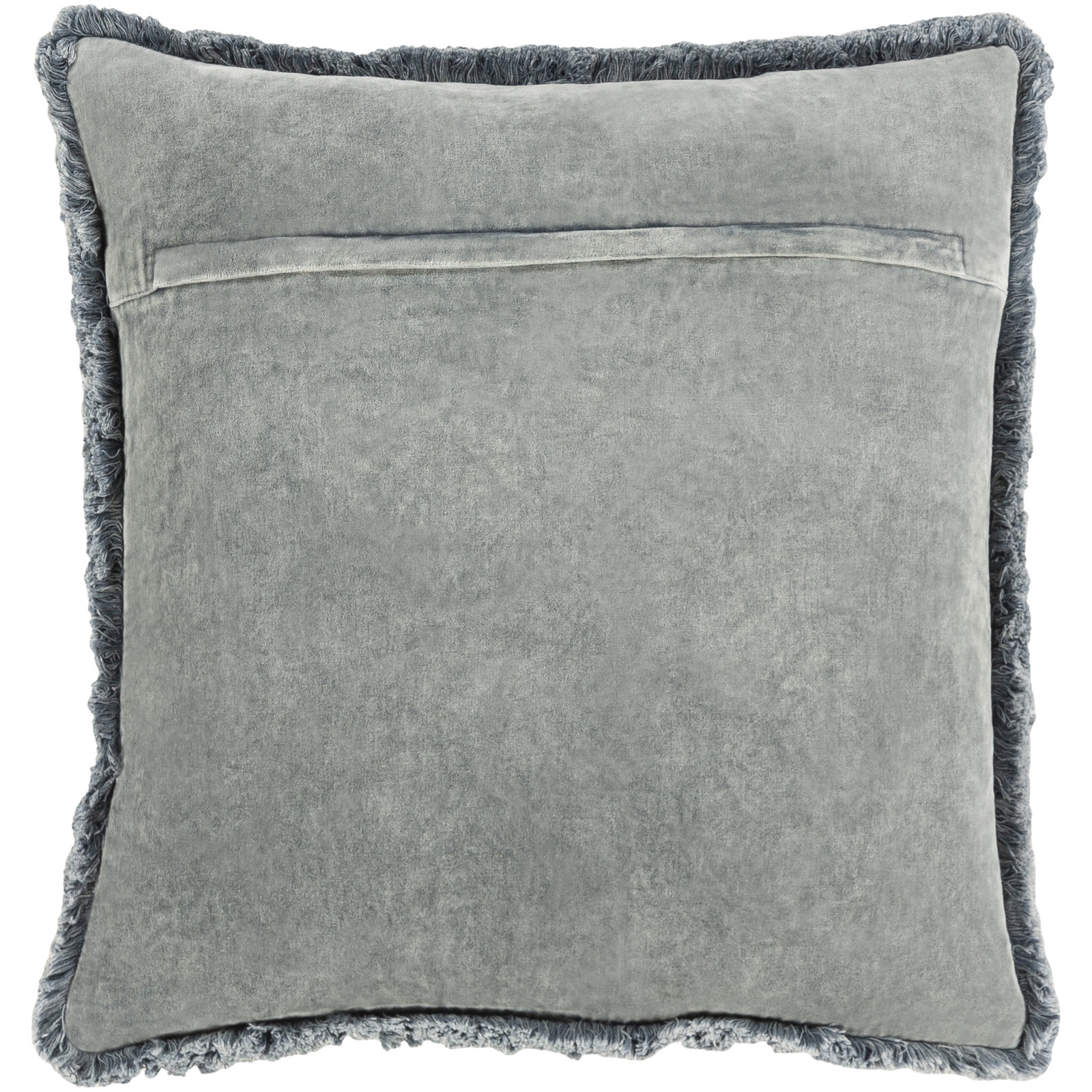 Steph Fringed Cotton Throw Pillow, 20" x 20", Slate, Polyester/Polyfill